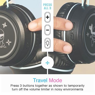 MEE audio KidJamz KJ55BT (2 Pack) Bluetooth Wireless Headphones for Kids w/ LED Lights