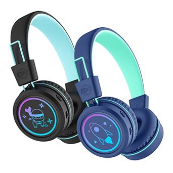 MEE audio KidJamz KJ55BT (2 Pack) Bluetooth Wireless Headphones for Kids w/ LED Lights