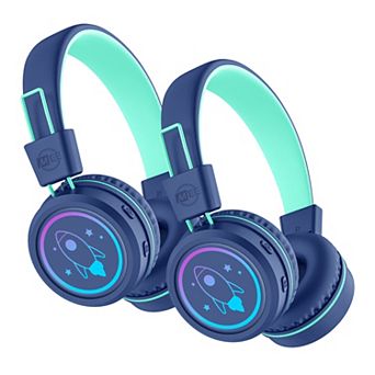 MEE audio KidJamz KJ55BT (2 Pack) Bluetooth Wireless Headphones for Kids w/ LED Lights
