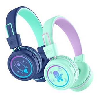 MEE audio KidJamz KJ55BT (2 Pack) Bluetooth Wireless Headphones for Kids w/ LED Lights