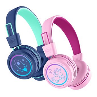 MEE audio KidJamz KJ55BT (2 Pack) Bluetooth Wireless Headphones for Kids w/ LED Lights