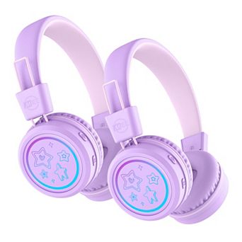 MEE audio KidJamz KJ55BT (2 Pack) Bluetooth Wireless Headphones for Kids w/ LED Lights