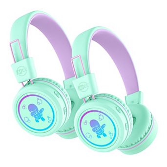 MEE audio KidJamz KJ55BT (2 Pack) Bluetooth Wireless Headphones for Kids w/ LED Lights