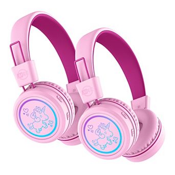 MEE audio KidJamz KJ55BT (2 Pack) Bluetooth Wireless Headphones for Kids w/ LED Lights