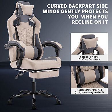 GOODSILO Ergonomic Gaming Chair with Adjustable Massage and Footrest Support
