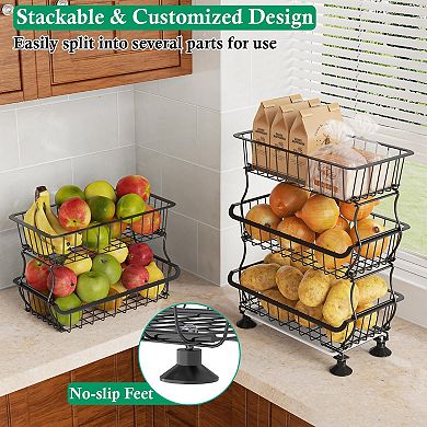 5 Tier Wire Basket Cart for Kitchen Storage