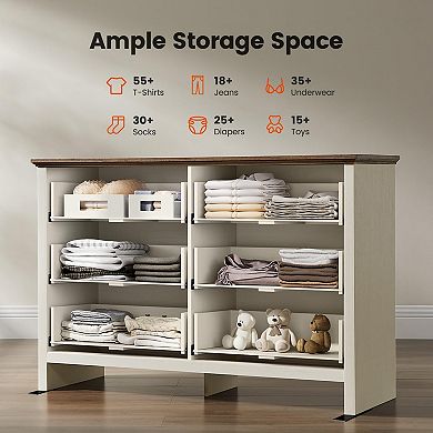 6-drawer country-style farmhouse, bedside table, drawer wardrobe