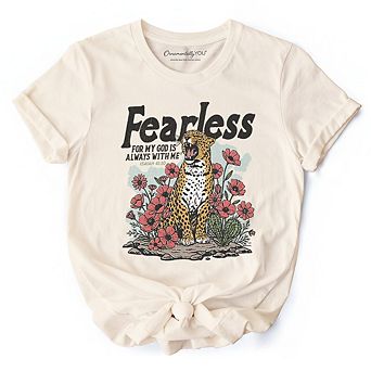 Vintage Floral Leopard Christian T-Shirt, Fearless For My God Is Always With Me Isaiah 41:10 Tee