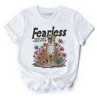Vintage Floral Leopard Christian T-Shirt, Fearless For My God Is Always With Me Isaiah 41:10 Tee