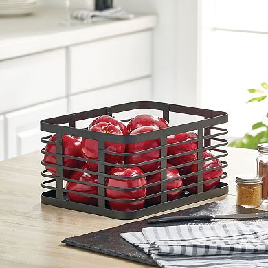 Metal Pantry Basket with Handles - Set of 2 - Matte Black