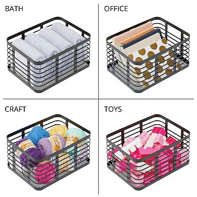 Metal Pantry Basket with Handles - Set of 2 - Matte Black