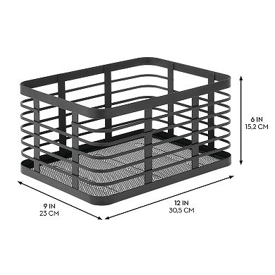 Metal Pantry Basket with Handles - Set of 2 - Matte Black