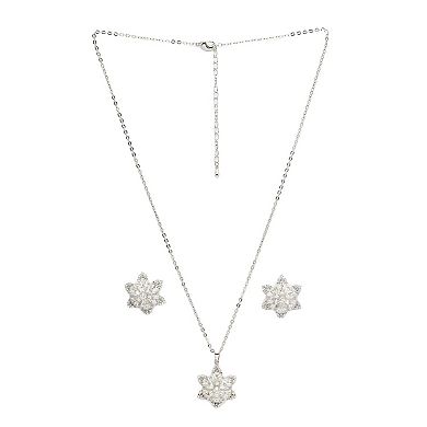 AGP PARIS Sparkling Floral Earrings and Necklace Set