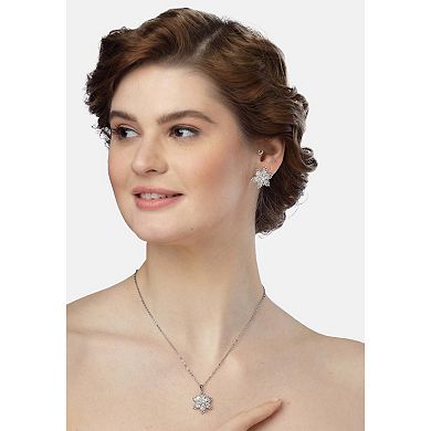 AGP PARIS Sparkling Floral Earrings and Necklace Set