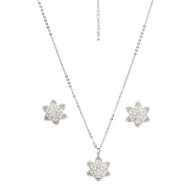 AGP PARIS Sparkling Floral Earrings and Necklace Set