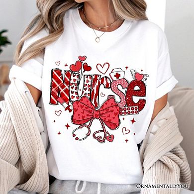 Valentine Nurse Coquette Bow T-Shirt, Cupid Favorite Nurse Tee