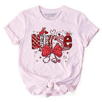Valentine Nurse Coquette Bow T-Shirt, Cupid Favorite Nurse Tee