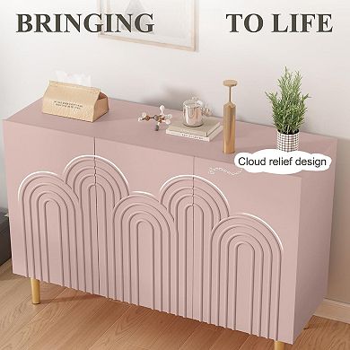 3 Door Cloud Design Sideboard Cabinet for Living Room Dining Hallway