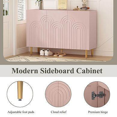 3 Door Cloud Design Sideboard Cabinet for Living Room Dining Hallway