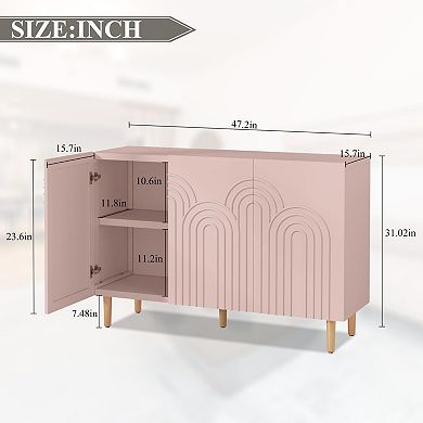 3 Door Cloud Design Sideboard Cabinet for Living Room Dining Hallway