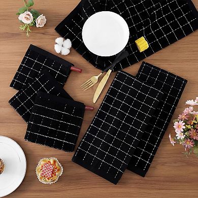 8 Pack Cotton Dish Towels & Cloths, 12x12, 13x28 Inches, Super Absorbent