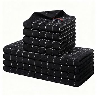 8 Pack Cotton Dish Towels & Cloths, 12x12, 13x28 in Super Absorbent