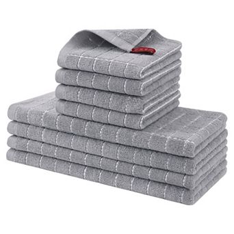 8 Pack Cotton Dish Towels & Cloths, 12x12, 13x28 in Super Absorbent