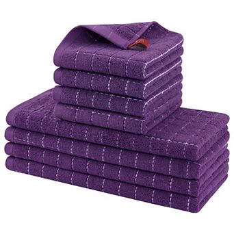 8 Pack Cotton Dish Towels & Cloths, 12x12, 13x28 in Super Absorbent