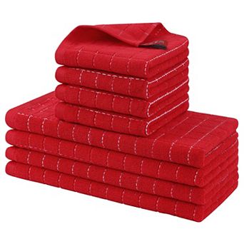 8 Pack Cotton Dish Towels & Cloths, 12x12, 13x28 in Super Absorbent
