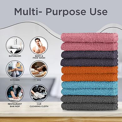 20 Pack Ultra Soft 12x12 Washcloths - Assorted Colors, Machine Washable, Multi-Purpose