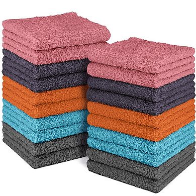 20 Pack Ultra Soft 12x12 Washcloths - Assorted Colors, Machine Washable, Multi-Purpose