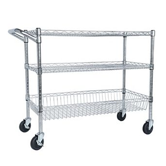 ELEMENT ACE Heavy Duty Rolling Utility Cart with 3 Adjustable Shelves and Brake Wheels