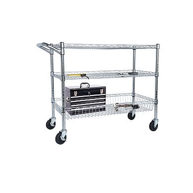 ELEMENT ACE Heavy Duty Rolling Utility Cart with 3 Adjustable Shelves and Brake Wheels