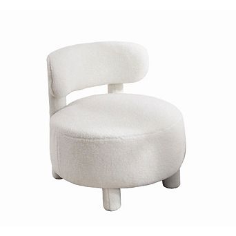 GOODSILO Fabric Armless Accent Chair with Curved Backrest and Solid Wood Legs