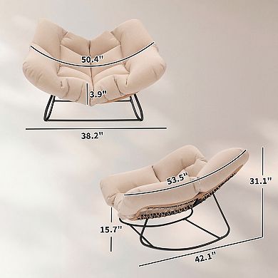 Outsunny Indoor Outdoor Papasan Rocking Chair with Cushion