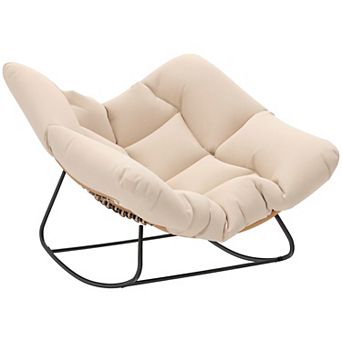 Outsunny Indoor Outdoor Papasan Rocking Chair with Cushion