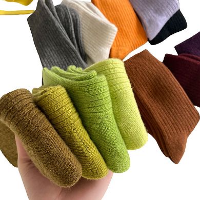 Women's Ribbed Crew Socks 3 Pair Soft Stretch Knit Classic Everyday Comfort Fit