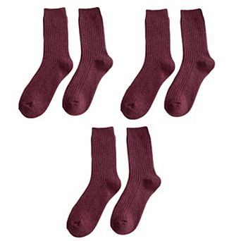 Women's Ribbed Crew Socks 3 Pair Soft Stretch Knit Classic Everyday Comfort Fit