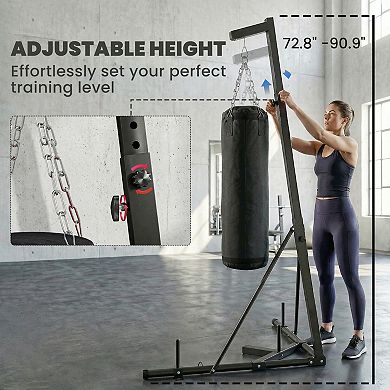 Soozier 72.8"-90.9" Adjustable Freestanding Punching Bag with Stand,