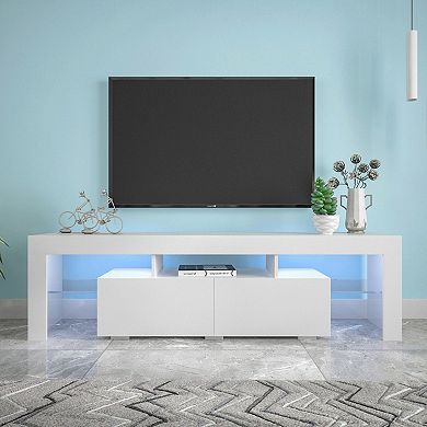 GOODSILO Modern LED TV Stand with Remote Control Lighting and Storage