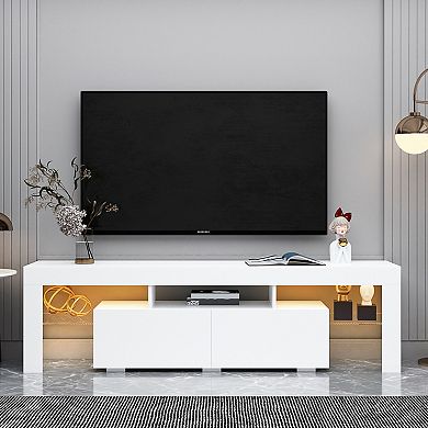 GOODSILO Modern LED TV Stand with Remote Control Lighting and Storage