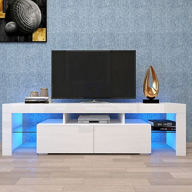 GOODSILO Modern LED TV Stand with Remote Control Lighting and Storage