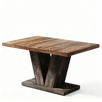 47" Dining Table for 4 - Farmhouse Style, Sturdy Pedestal, Space-Efficient