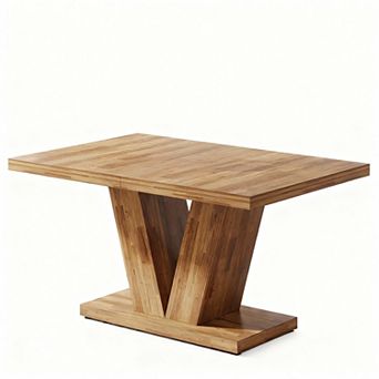 47" Dining Table for 4 - Farmhouse Style, Sturdy Pedestal, Space-Efficient