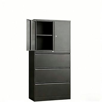 3-Drawer Metal File Cabinet with Lock, Silent Rails, and Adjustable Shelves