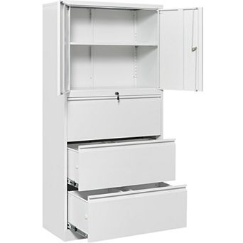 3-Drawer Metal File Cabinet with Lock, Silent Rails, and Adjustable Shelves