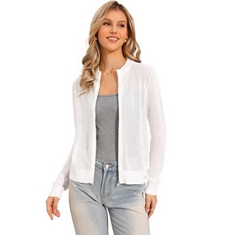 Knitted Sweater Cardigans for Women's Long Sleeve Zip Up Sweaters Lightweight Sweatshirts Jacket