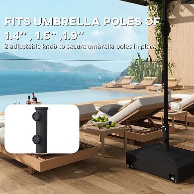 Outsunny Patio Umbrella Base Stand w/ Wheels for 1.38/1.5/1.89" Pole,
