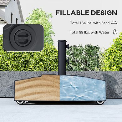 Outsunny Patio Umbrella Base Stand w/ Wheels for 1.38/1.5/1.89" Pole,