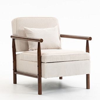 GOODSILO Modern Upholstered Accent Armchair with Storage and Comfort Cushion for Living Room